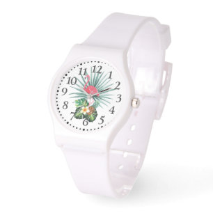 Tropiska Karibiska Rosan Flamingo Silicone Watch Armbandsur