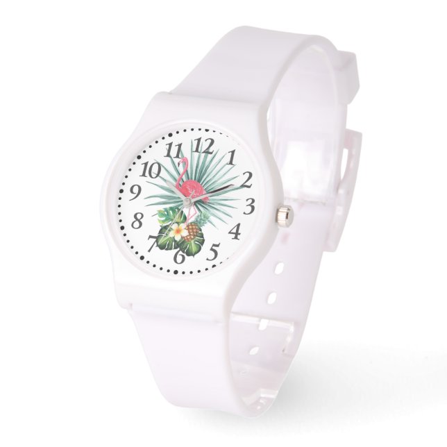 Tropiska Karibiska Rosan Flamingo Silicone Watch Armbandsur (Vinkel)