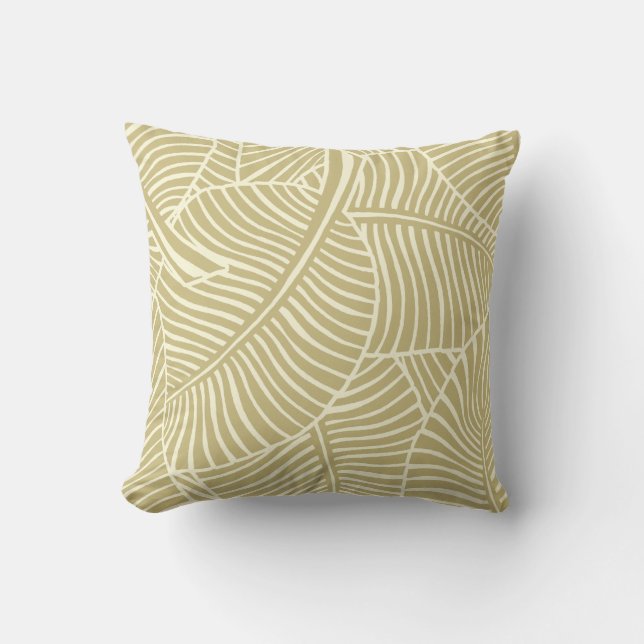 Tropiska Khaki och Cream Zebra Handflatan Hawaiian Kudde (Framsida)