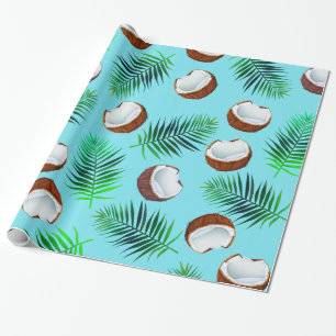 Tropiska kokosnötter & handflatanlöv presentpapper