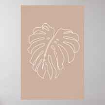 Tropiska konturen teckning. Monstera löv