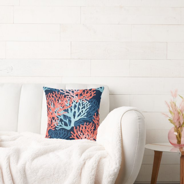 Tropiska koralldetaljer kudde (Soffa)