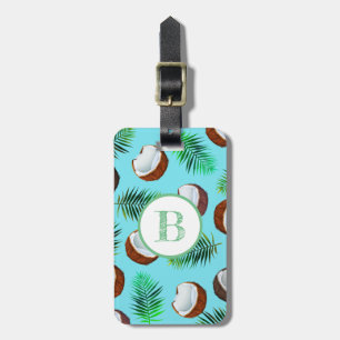 Tropiska kosnötter och Handflatan Löv Monogram Bagagebricka