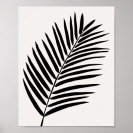 Tropiska kräm (vit och svart) Handflatan Löv Poster