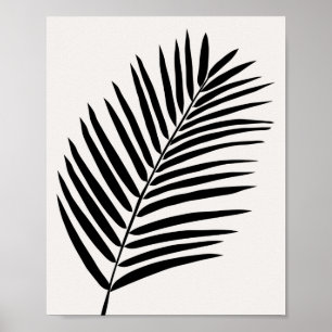 Tropiska kräm (vit och svart) Handflatan Löv Poster