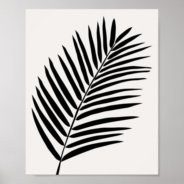 Tropiska kräm (vit och svart) Handflatan Löv Poster (Framsidan)