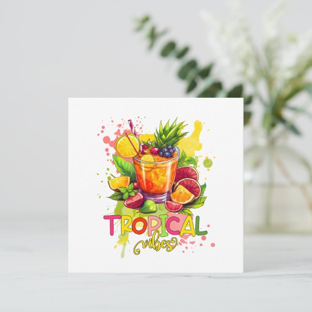 Tropiska kubaner - Sommar Vibes Watercolor Fruits (Stående Fram)