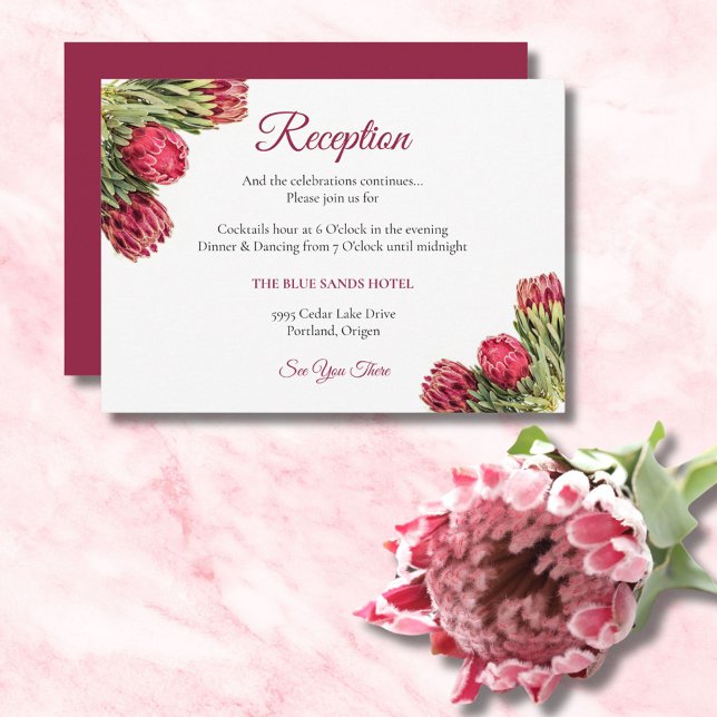 Tropiska Kung Protea Flowers Bröllop Sage Grönt Tilläggskort (Skapare uppladdad)