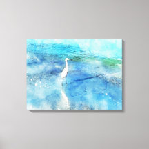 Tropiska kuststranden Ocean Vågar White Egret