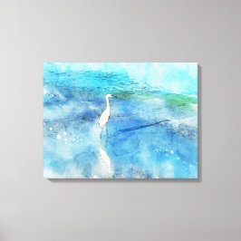 Tropiska kuststranden Ocean Vågar White Egret Canvastryck