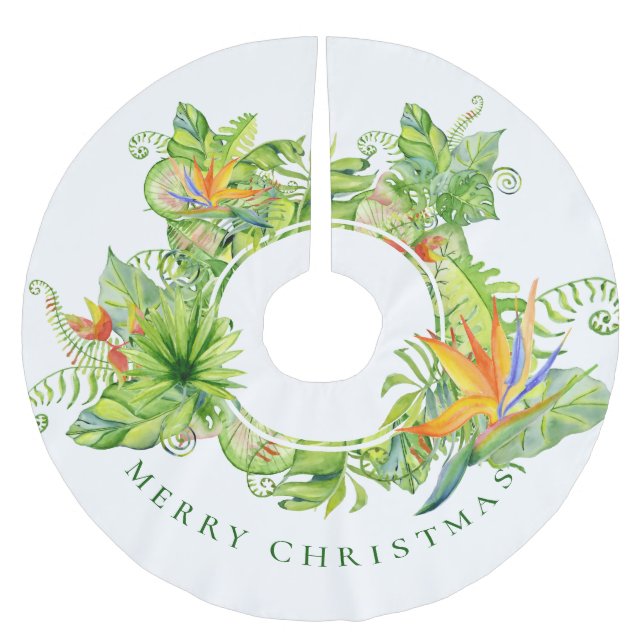 Tropiska kusttemat Blommigt Art God jul Julgransmatta Borstad Polyester (Framsidan)