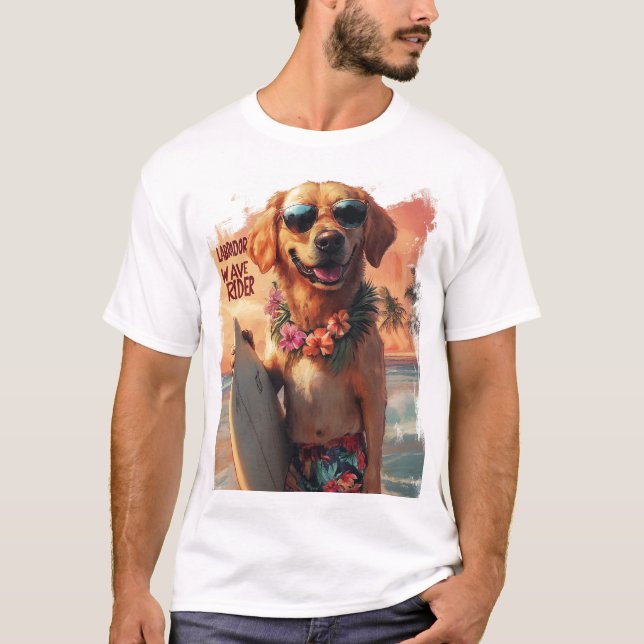 Tropiska Labrador - Wave Rider Design T Shirt (Framsida)