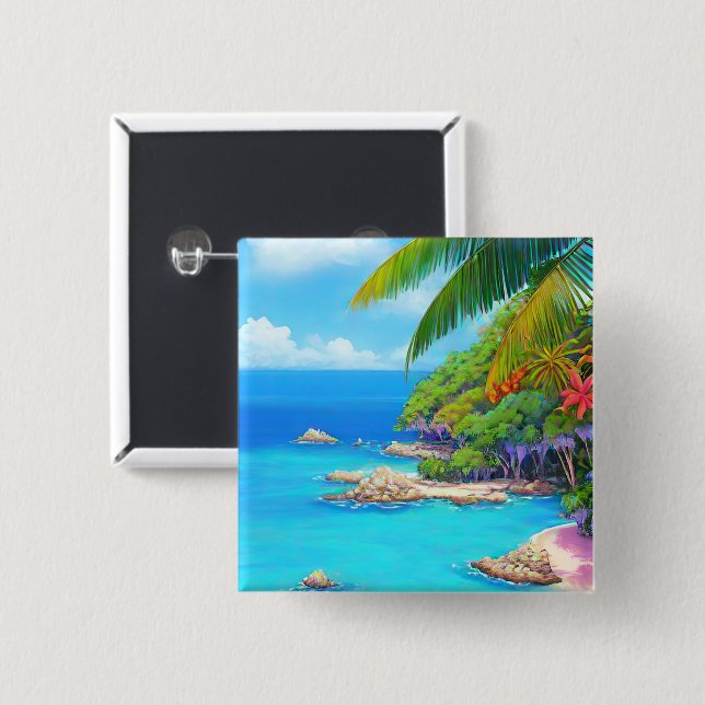 Tropiska lagunen knapp (Framsida & baksida)