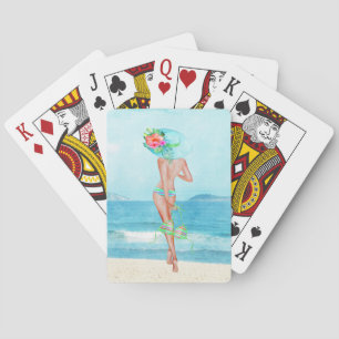 Tropiska leka kort för badningskönhetstrand casinokort