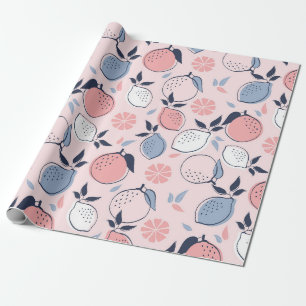Tropiska Lemon rosa dammiga blått och marin Presentpapper