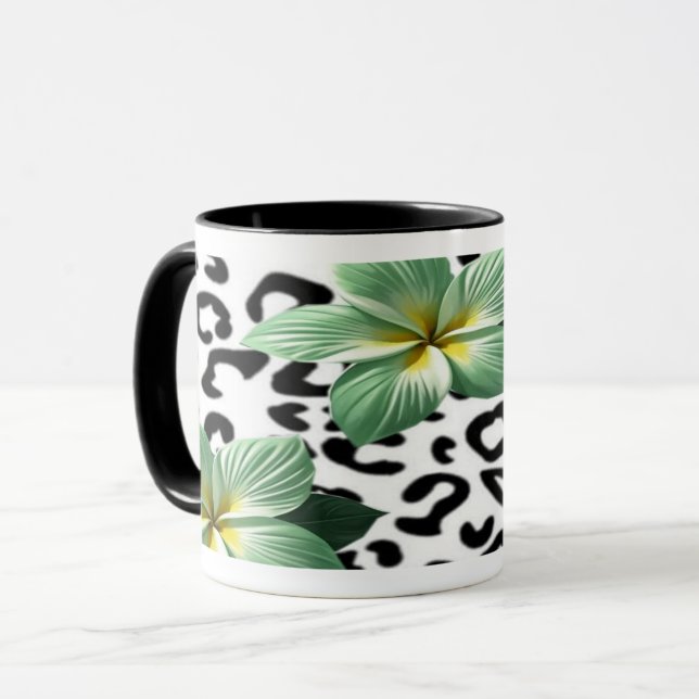 Tropiska Leopardsmyckade Blommor  Mugg (Framsida vänster)
