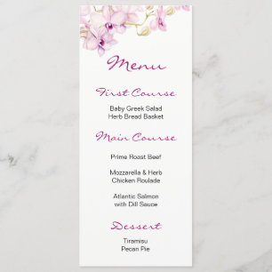 Tropiska Lila Orchid Watercolor Menus Meny