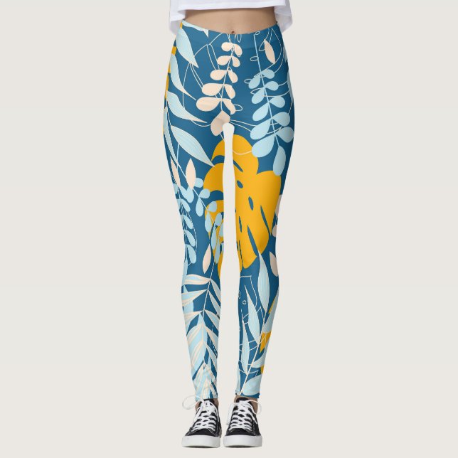 Tropiska Löv: Abstrakt Jungle Leggings (Framsida)