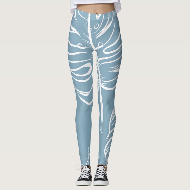 Tropiska Löv Abstrakten: Sömlös Greenery. Leggings (Framsida)