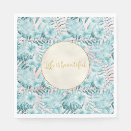 Tropiska Löv Aqua Guld Pappersservett