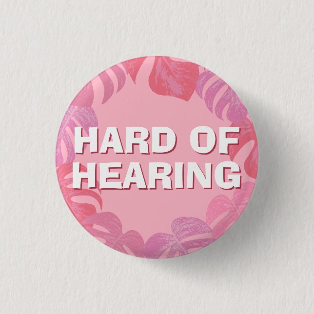 Tropiska Löv av kvinnlig Rosa Hårda hörselnedsättn Knapp (Framsida)