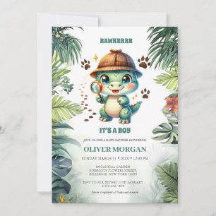 Tropiska Löv Baby Crocodile Bay Boy Shower Inbjudningar