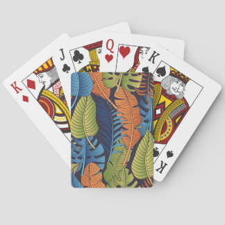 Tropiska löv, blommigt sömlös mönster. casinokort