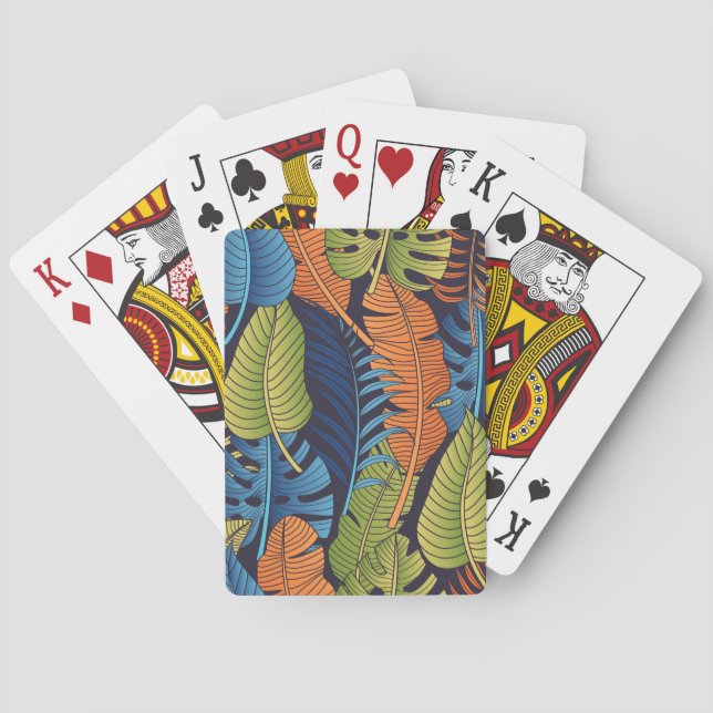 Tropiska löv, blommigt sömlös mönster. casinokort (Baksidan)