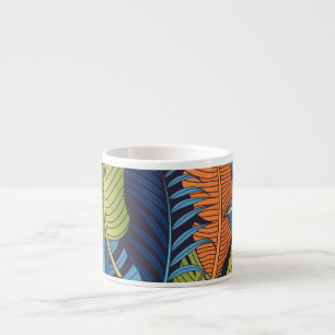 Tropiska löv, blommigt sömlös mönster. espressomugg