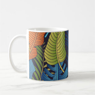 Tropiska löv, blommigt sömlös mönster. kaffemugg