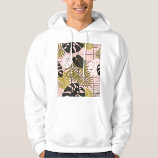 Tropiska löv, blommor, handmålat mönster. hoodie