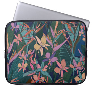 Tropiska löv, blommor: inre vintage. laptop fodral