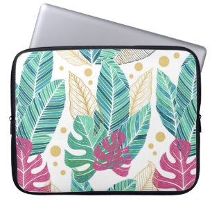 Tropiska löv. Botaniskt sömlöst mönster. Vinta Laptop Fodral