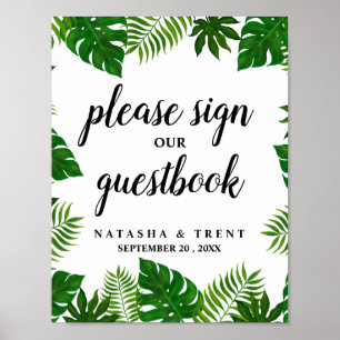 Tropiska Löv Bröllop-tecken Poster