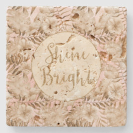 Tropiska Löv Cream  Guld Glitter Shine Stenunderlägg