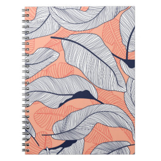 Tropiska löv, djungel löv, sömlös vintage fl anteckningsbok