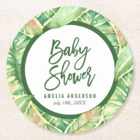 Tropiska löv för baby showergröntvattenfärg