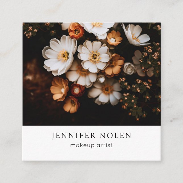 Tropiska löv fyrkantigt visitkort (Framsida)