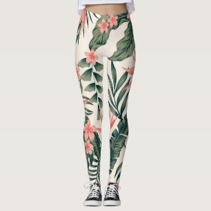 Tropiska löv, glad strand tapet. leggings