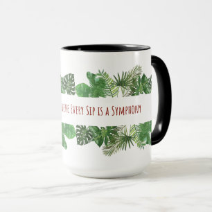 Tropiska Löv - Grönt Jungle Foliage Mönster Mugg