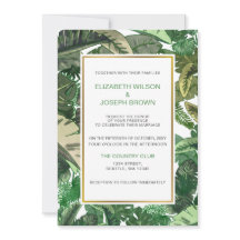 tropiska löv guld greenery botanical bröllop