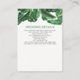 tropiska löv guld greenery botanical bröllop tilläggskort