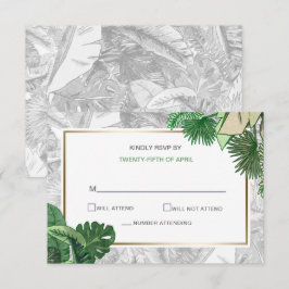 tropiska löv guld greenery botanical osa inbjudningar