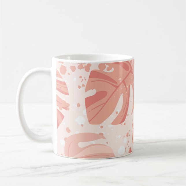 Tropiska löv: handdragen vintage mönster. kaffemugg (Vänster)