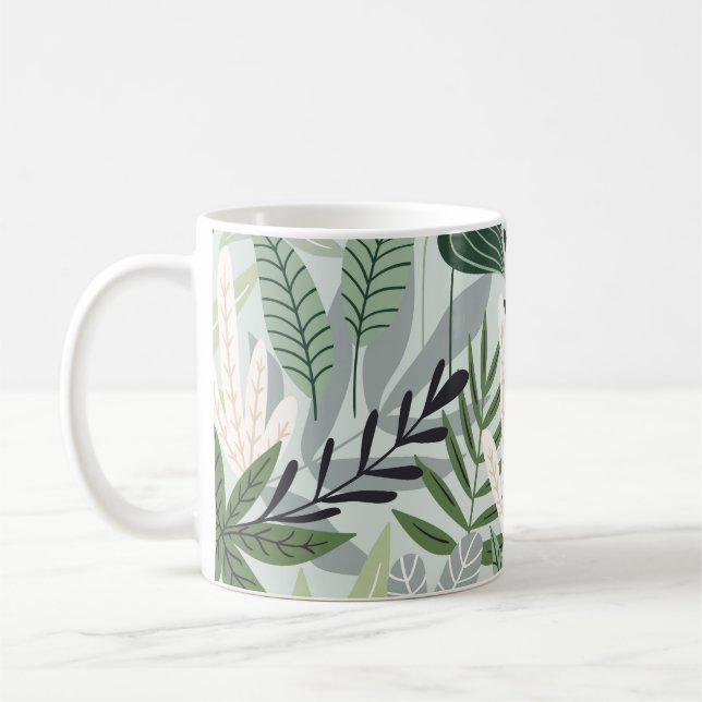Tropiska Löv: Handritad Vintage Skriv ut. Kaffemugg (Vänster)