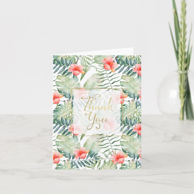 Tropiska Löv Hibiscus Blommigt Tack (Framsida)