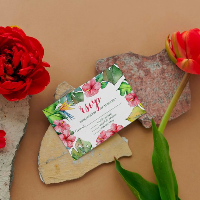 Tropiska Löv Hibiscus Hawaiian Luau OSA kort (Skapare uppladdad)