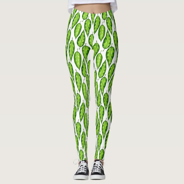 Tropiska löv leggings (Framsida)