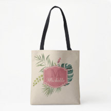 Tropiska Löv med Namn och Monogram