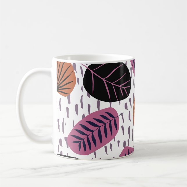 Tropiska löv, modernt, sömlöst mönster. kaffemugg (Vänster)